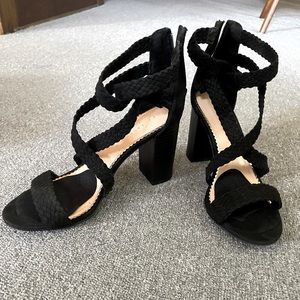 Strappy black heels